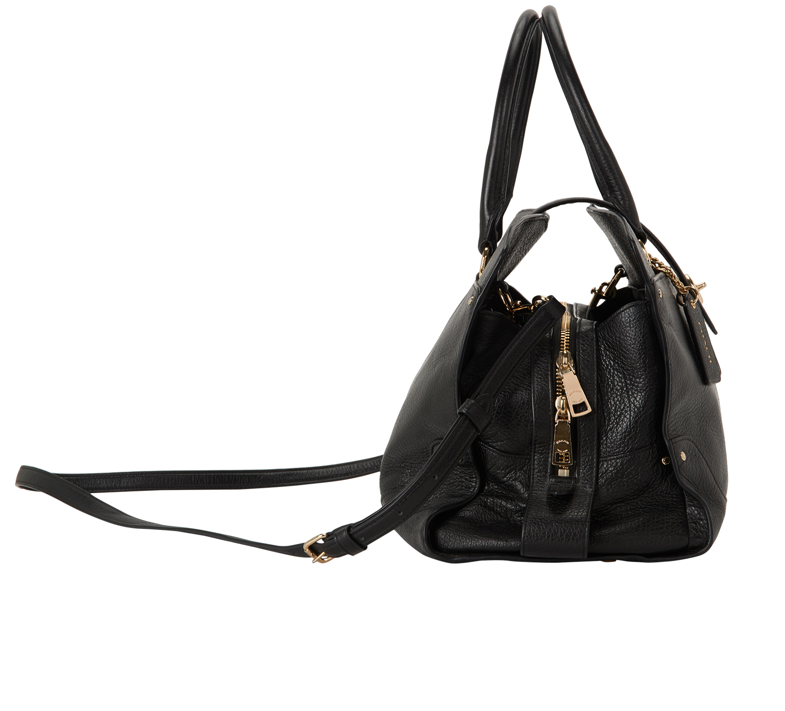 Mercer Satchel, &pound;150, Handbags, Black, Leather, Side view